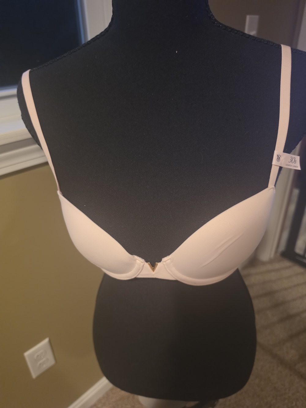 Victoria's Secret Light Pink Molded T-Shirt Bra with Gold V Accent
